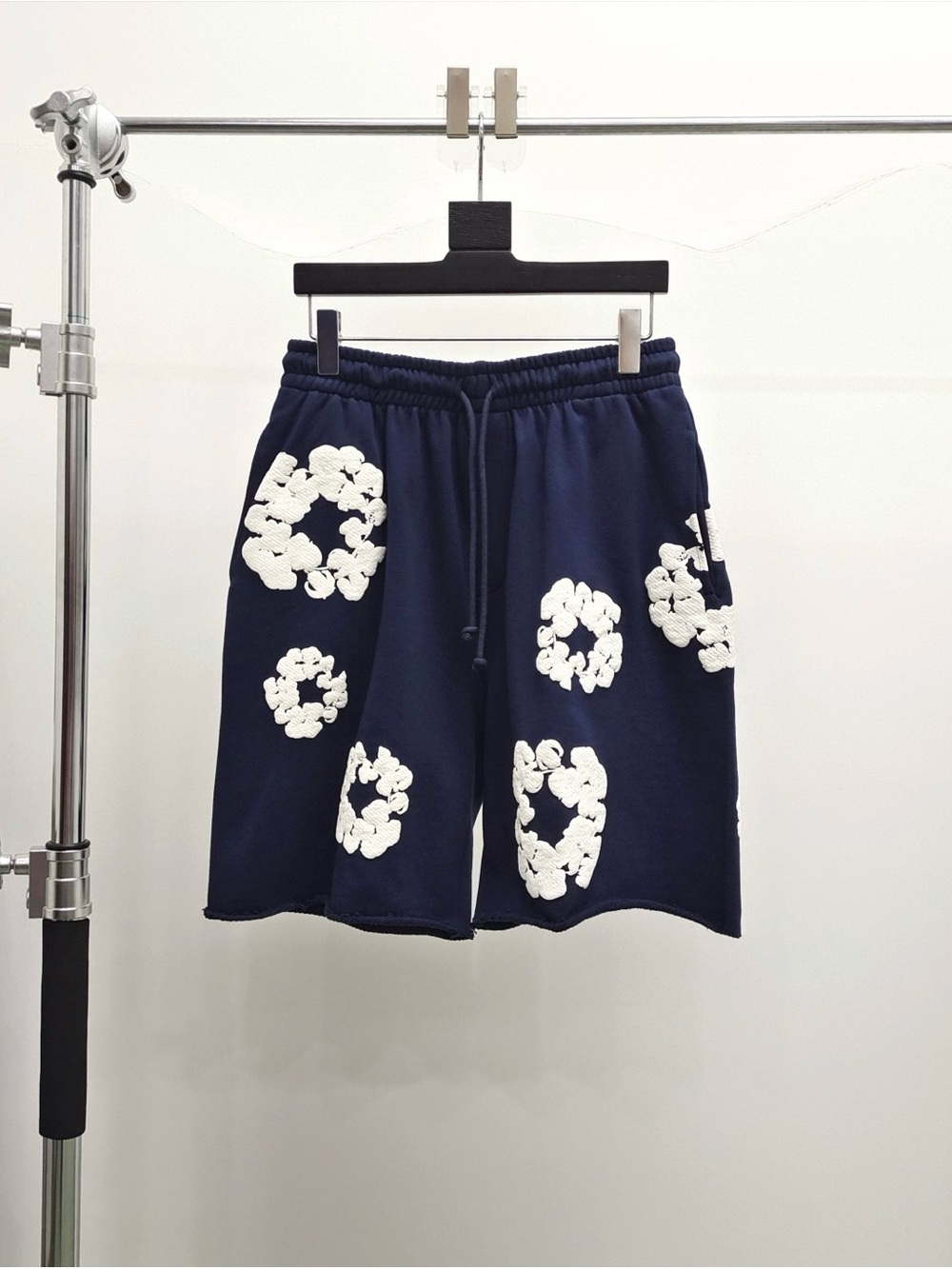 Men's Navy blue Denim Tear Athletic Shorts